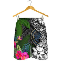 Palau Men Shorts - Turtle Plumeria Banana Leaf Crest - Polynesian Pride