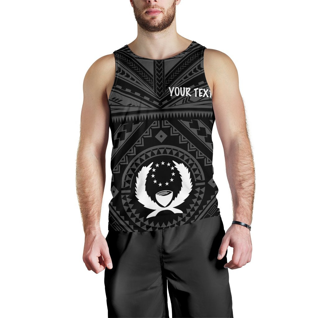 Pohnpei Personalised Men's Tank Top - Pohnpei Seal With Polynesian Tattoo Style ( Black) - Polynesian Pride