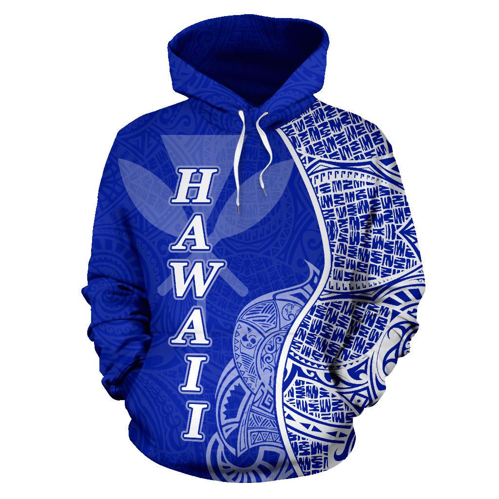 Polynesian Hawaii Hoodie Coconut Tree Blue - Polynesian Pride