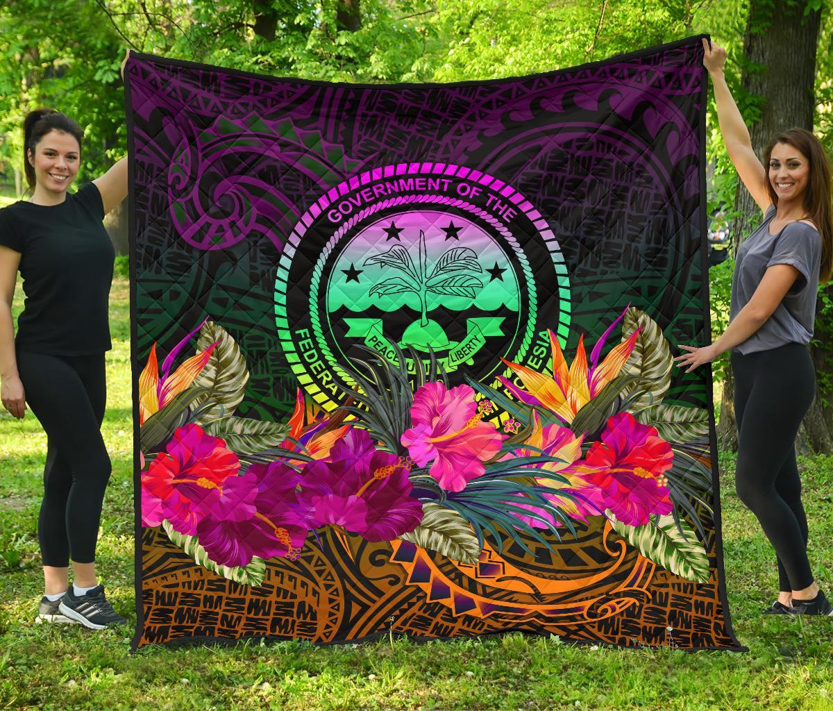 Federated States of Micronesia Premium Quilt - Summer Hibiscus - Polynesian Pride