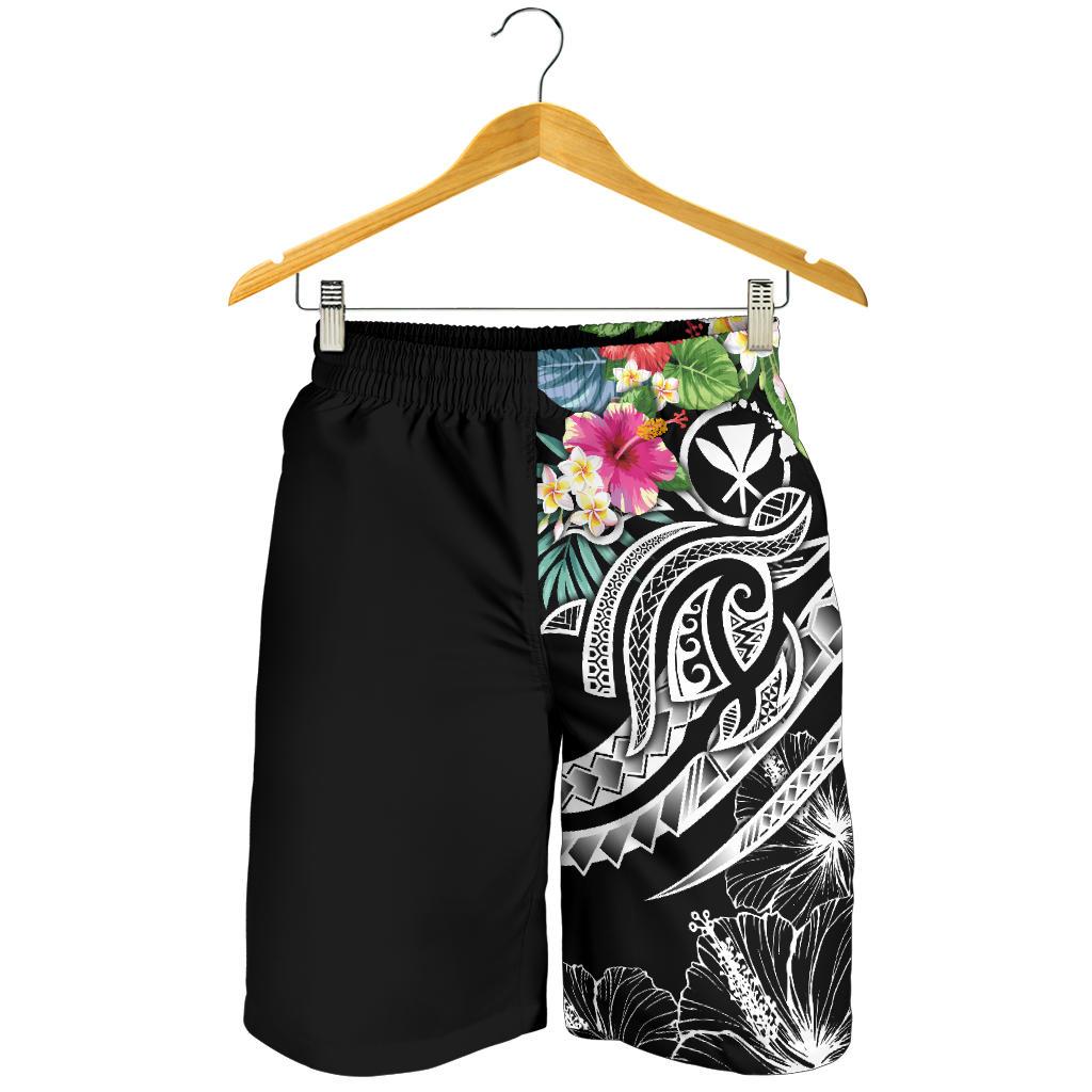 Polynesian Hawaii Kanaka Maoli Men's Shorts - Summer Plumeria (Black) - Polynesian Pride