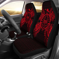 French Polynesia Car Seat Cover - French Polynesia Coat Of Arms Map Red Universal Fit Red - Polynesian Pride
