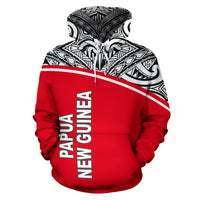 Papua New Guinea Polynesian ll Over Hoodie Red Curve - Polynesian Pride