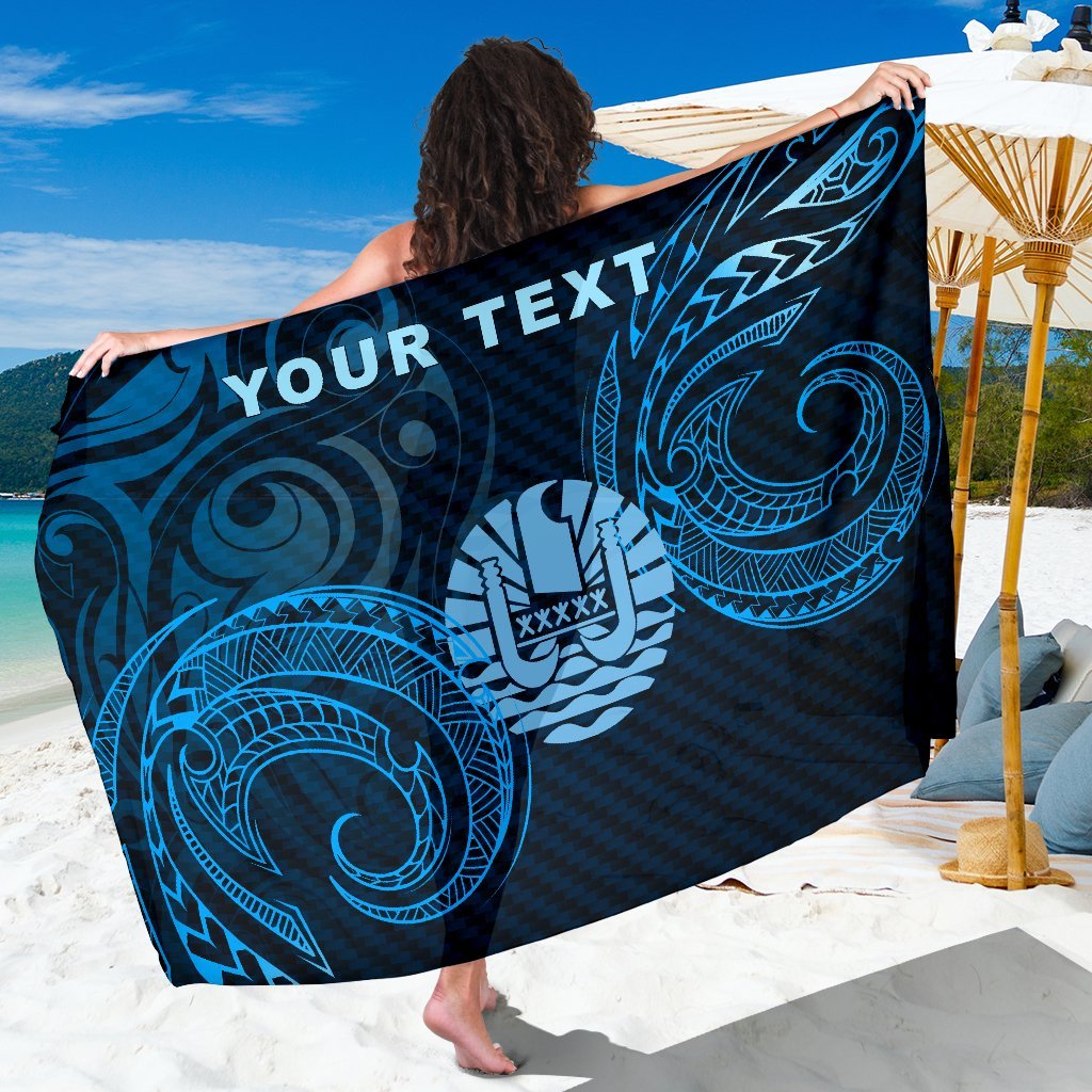 Custom Personalised Tahiti Sarong - Spiral Pattern Sarong - Tahiti One Size Blue - Polynesian Pride