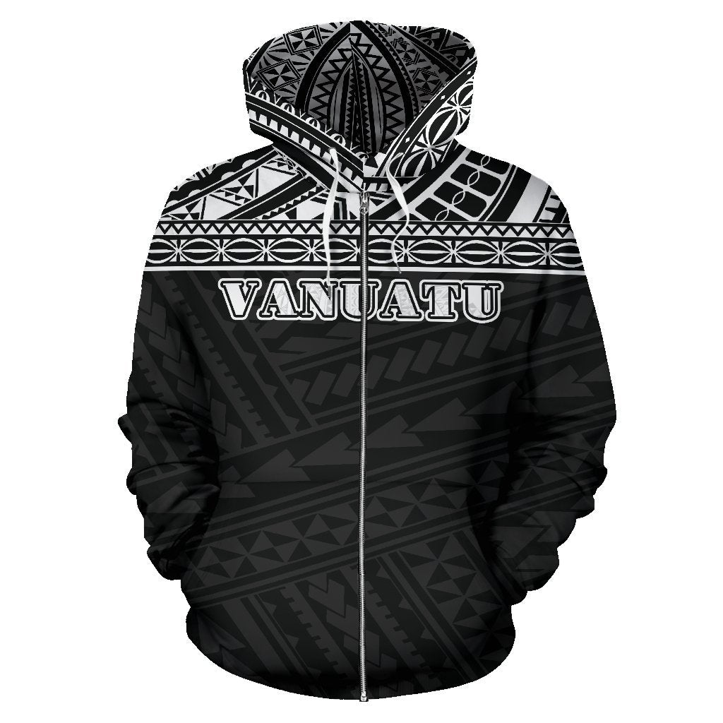 Vanuatu All Over Zip up Hoodie Polynesian Black Version - Polynesian Pride