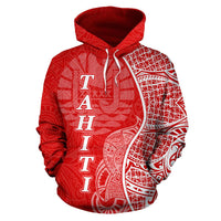 Tahiti Polynesian Hoodie Coconut Tree Red nd White - Polynesian Pride
