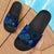 Cook Islands Slide Sandals - Turtle Hibiscus Pattern Blue Black - Polynesian Pride