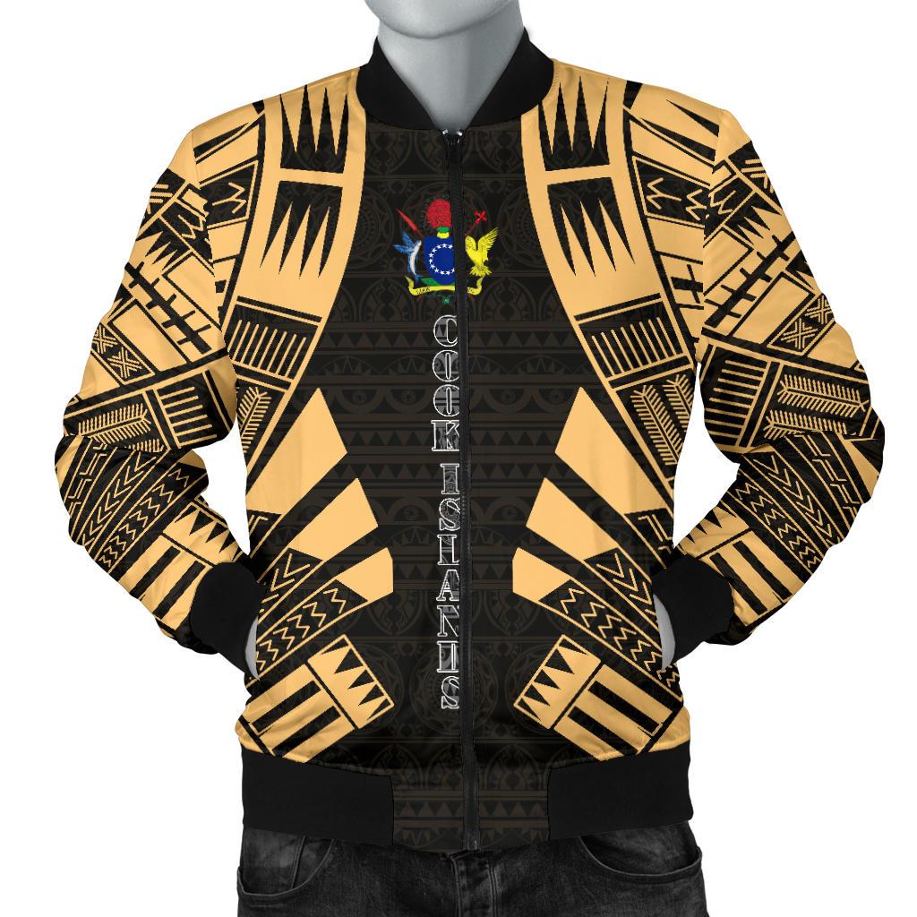 Cook Islands Men Bomber Jackets - Polynesian Tattoo Gold Gold - Polynesian Pride