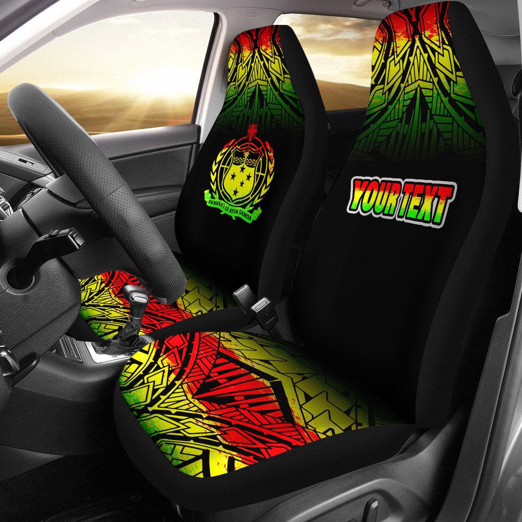 Samoa Custom Personalised Car Seat Covers - Samoa Coat Of Arms Fog Reggae Style Universal Fit Reggae - Polynesian Pride