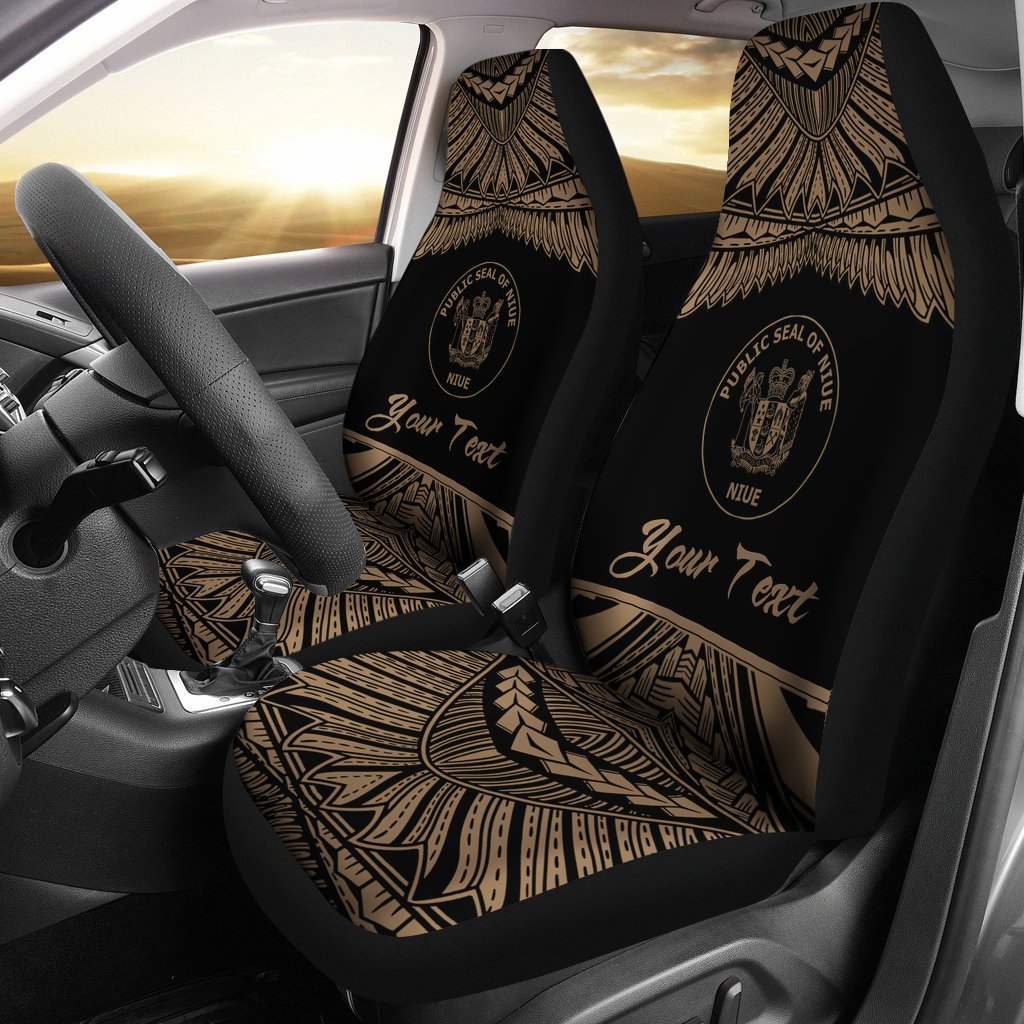 Niue Polynesian Custom Personalised Peisonalised Car Seat Covers - Pride Gold Version Universal Fit Gold - Polynesian Pride