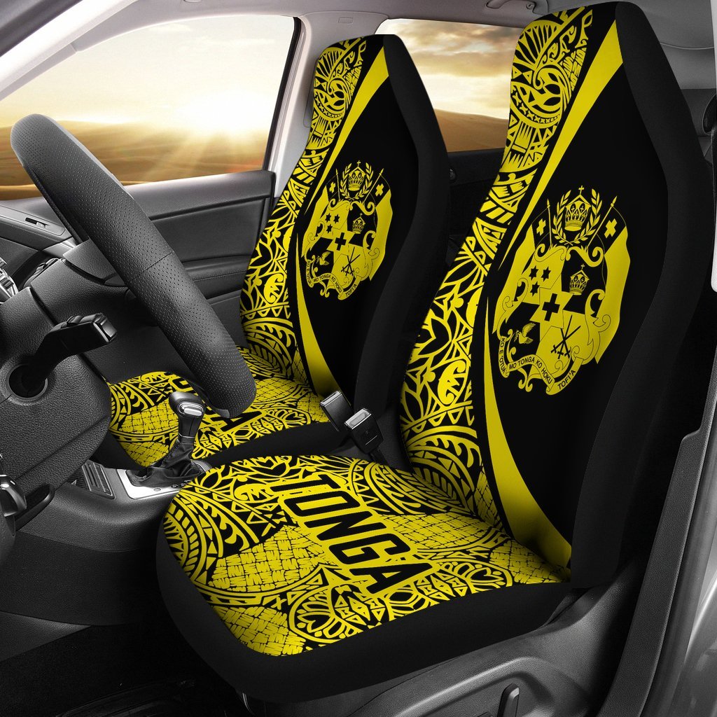 Tonga Polynesian Car Seat Covers - Circle Style 03 Universal Fit Black - Polynesian Pride