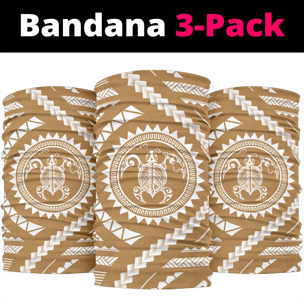Hawaiian Turtle Map Gold Bandana 3 - Pack - Polynesian Pride