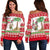 Polynesian Hawaii Christmas Women's Off Shoulder Sweater Red - Polynesian Pride