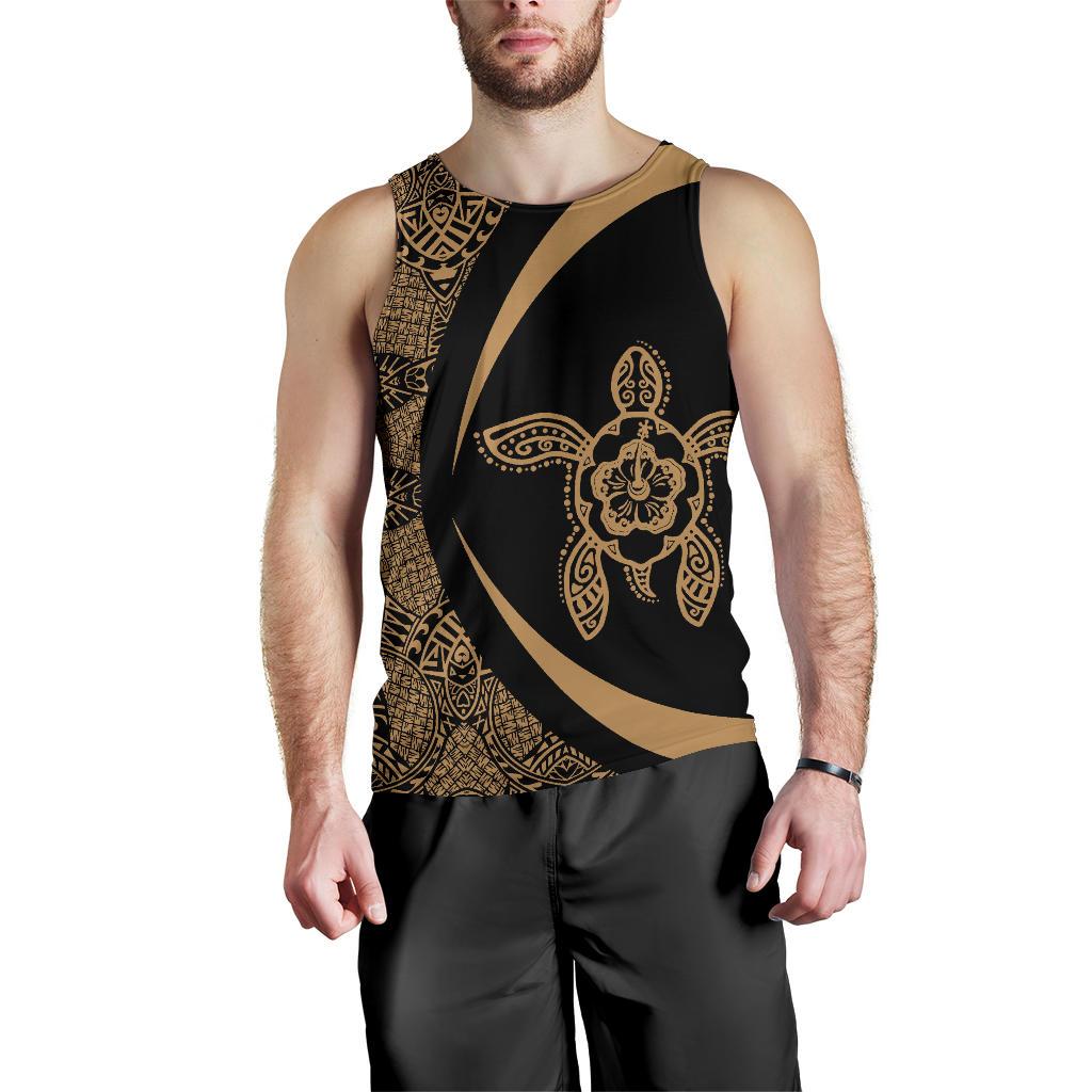 Hawaii Turtle Polynesian Men's Tank Top - Circle Style - Gold AH - Polynesian Pride