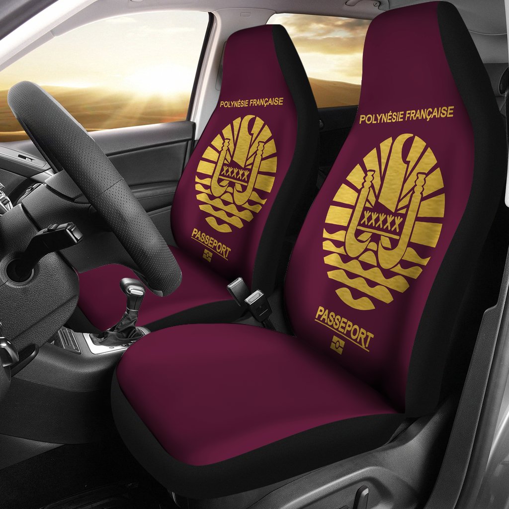 French Polynesia Passport Car Seat Covers - Polyn_sie Francaise PassePort Universal Fit Red - Polynesian Pride