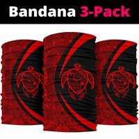 Hawaiian Bandana Turtle Map Polynesian Bandana 3-Pack - Circle Style Red - Polynesian Pride