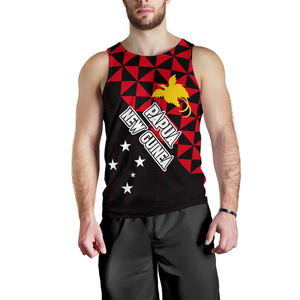 Papua New Guinea Polynesian Men's Tank Top Coat Of Arms Th5 Black - Polynesian Pride