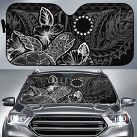 Cook Islands Auto Sun Shades Turtle Hibiscus Black Auto Sun Shade Universal Fit Black - Polynesian Pride