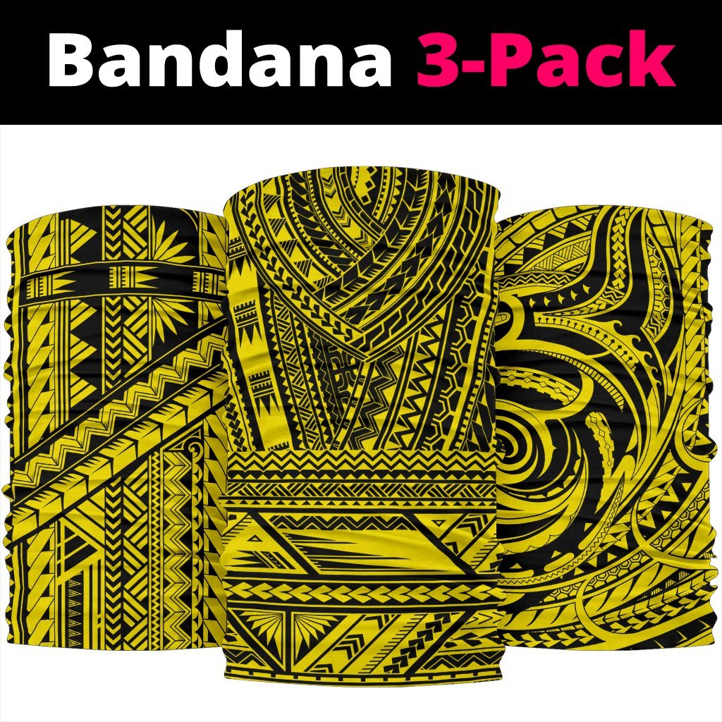 Polynesian Tatau Mixed Yellow Set Unisex Bandana One Size Yellow - Polynesian Pride