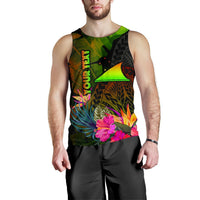 Tokelau Polynesian Personalised Men's Tank Top - Hibiscus and Banana Leaves - Polynesian Pride