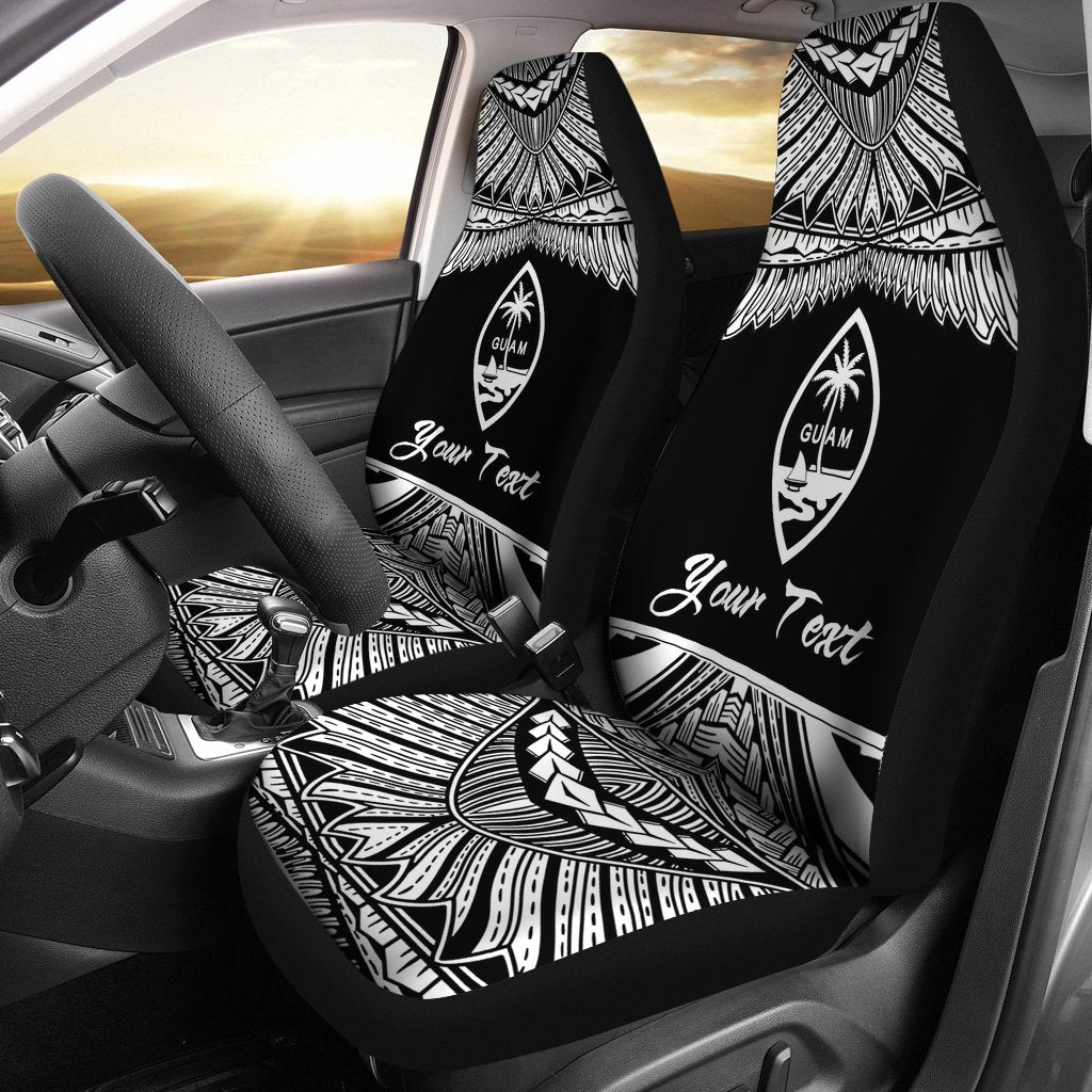 Guam Polynesian Custom Personalised Car Seat Covers - Pride White Version Universal Fit White - Polynesian Pride