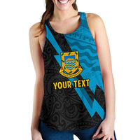 Tuvalu Custom Personalised Women's Racerback Tank - Lighting Version - Polynesian Pride