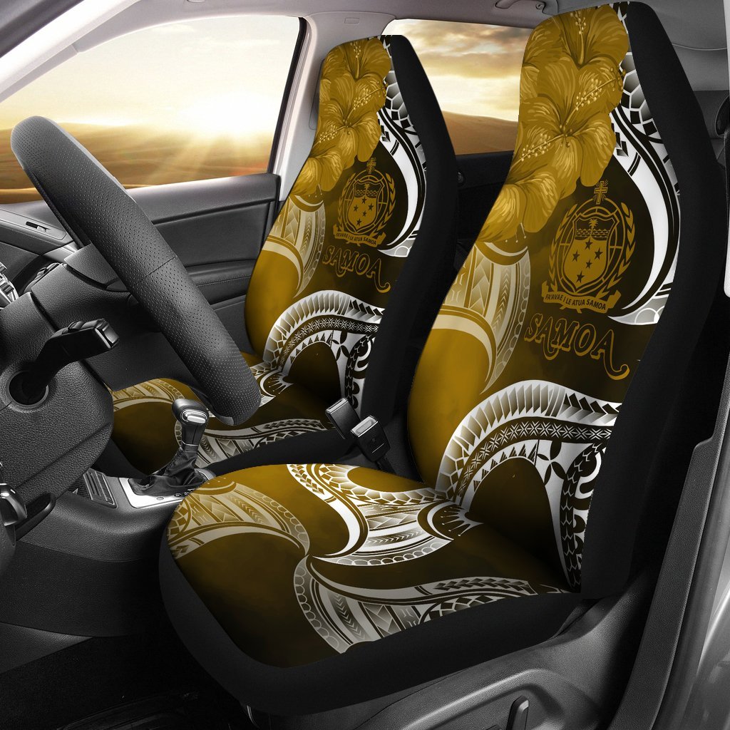 Samoa Car Seat Covers - Samoa Seal Wave Style (Gold) Universal Fit Gold - Polynesian Pride