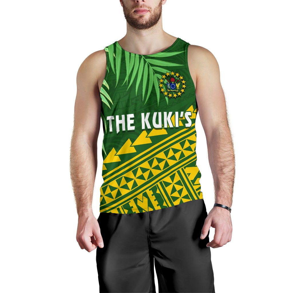 Cook Islands Rugby Men Tank Top Coconut Leaves - The Kuki's Green - Polynesian Pride