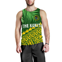 Cook Islands Rugby Men Tank Top Coconut Leaves - The Kuki's Green - Polynesian Pride