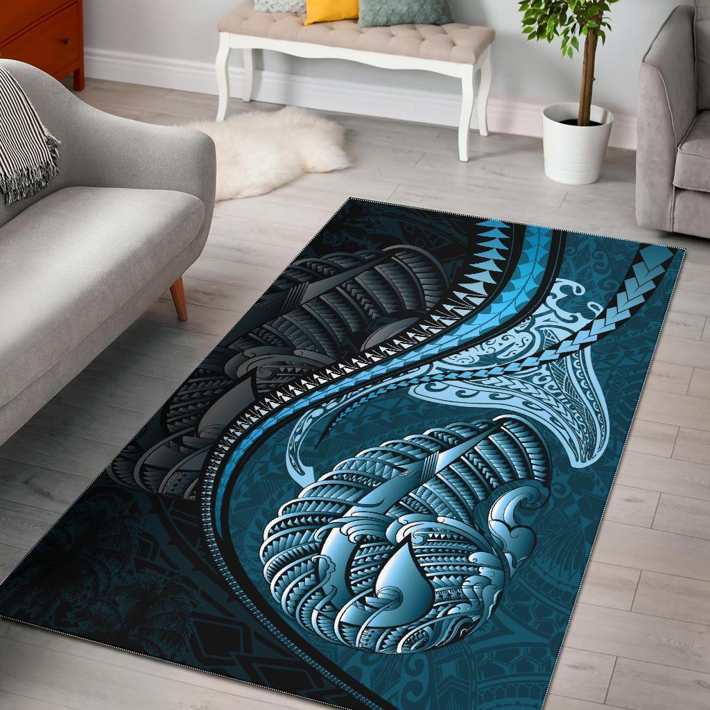 Fish Hook Area Rug Manta Polynesian Light Turquoise Light Turquoise - Polynesian Pride