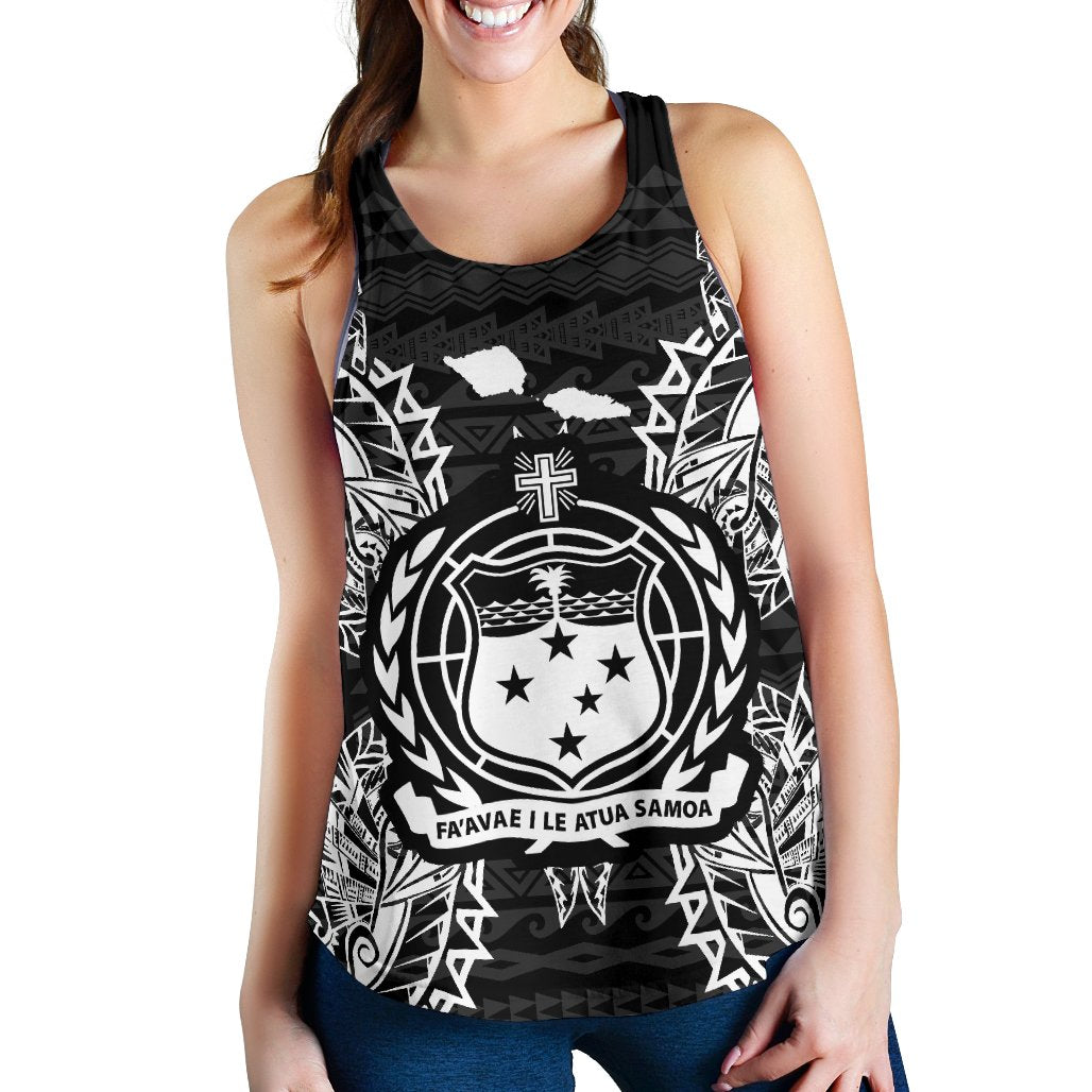 Samoa Polynesian Women Tank Top Map Black Black - Polynesian Pride