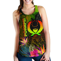 Pohnpei Polynesian Women's Racerback Tank - Hibiscus and Banana Leaves - Polynesian Pride