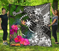Chuuk Premium Quilt - Turtle Plumeria Banana Leaf Black - Polynesian Pride