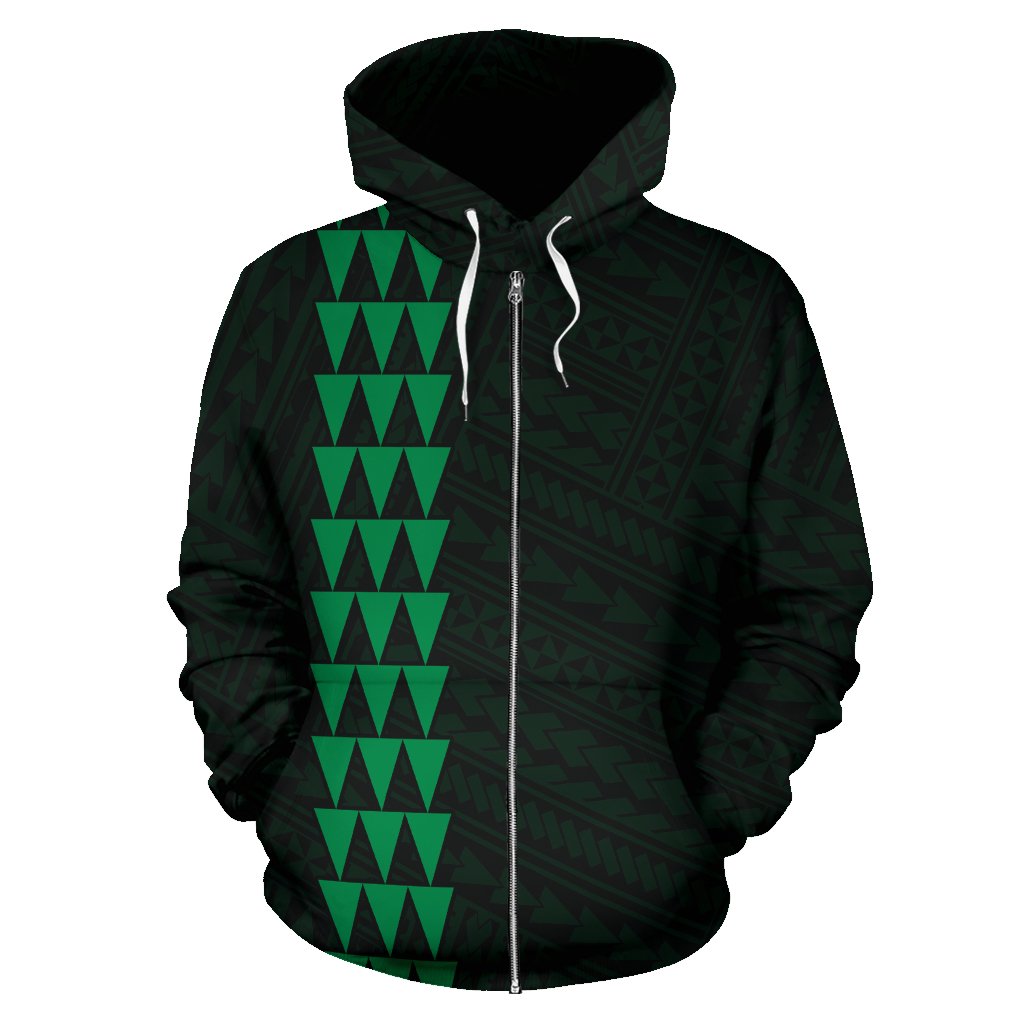 Hawaii Kakau Polynesian Green Hammerhead Shark Hoodie (Zip) - Polynesian Pride