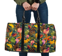 Seamless Tropical Flower Plant And Leaf Pattern Hawaii Travel Bag Travel Bag One size Black - Polynesian Pride