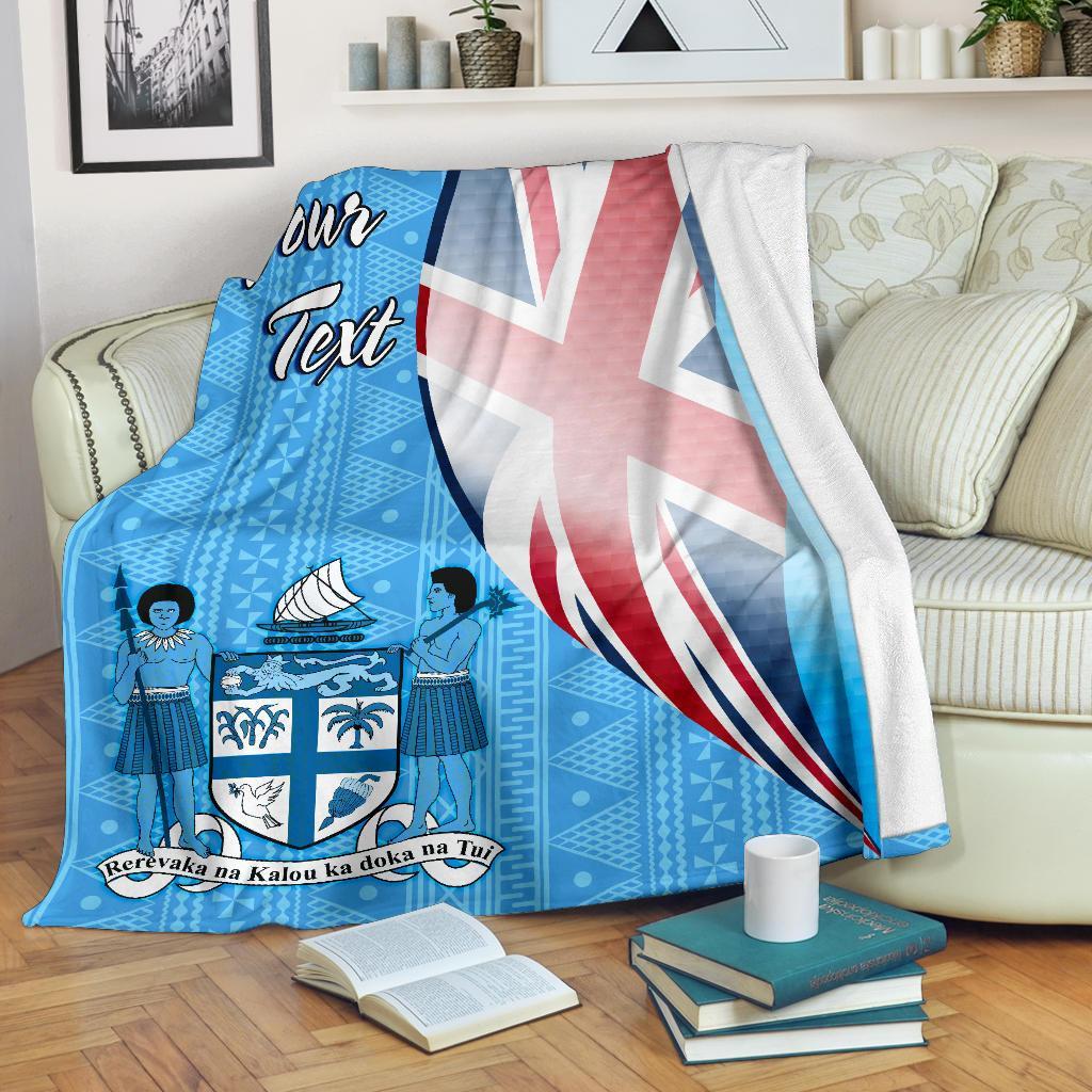 Fiji Custom Personalised Premium Blanket - Fiji Flag White - Polynesian Pride