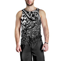 Tonga Polynesian Tank Top (Men) - White Turtle Flowing - Polynesian Pride