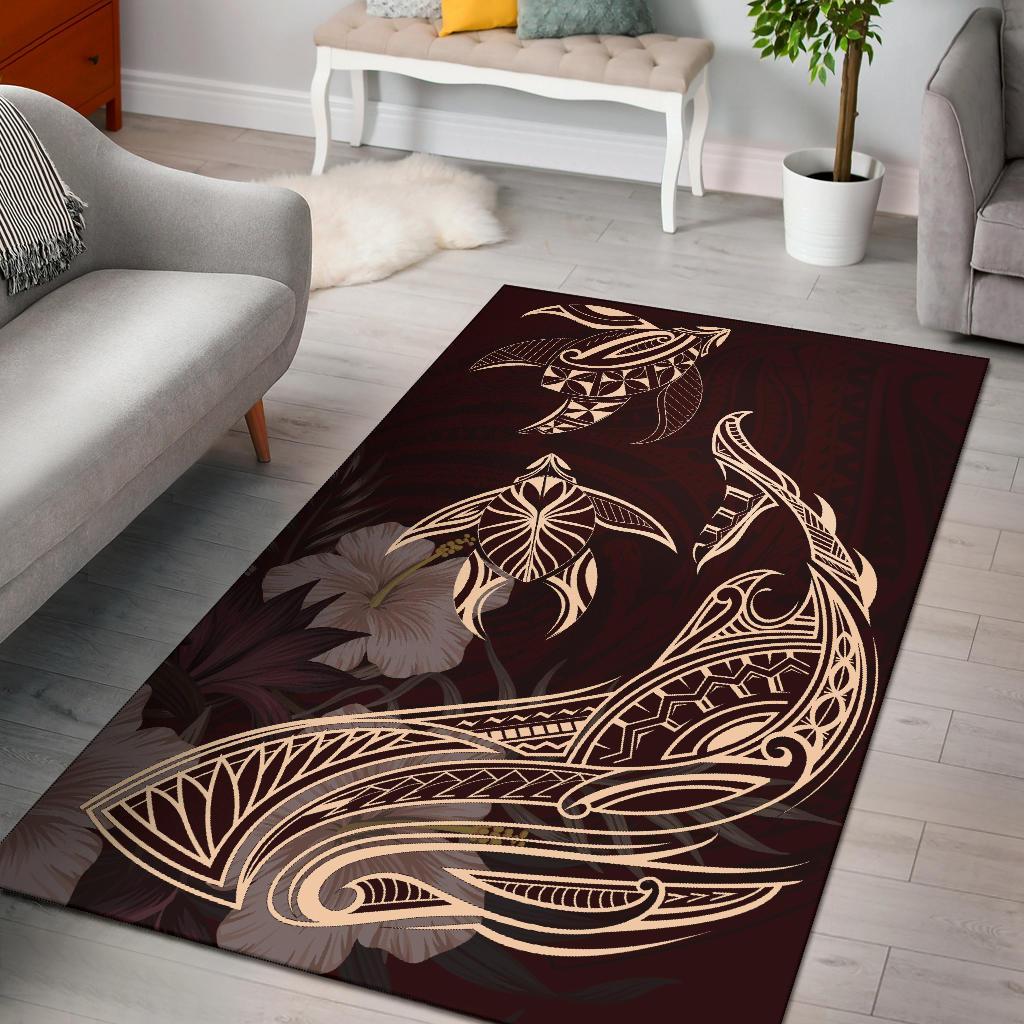 Hawaii Tropical Hibiscus Aumakua Rug - Lucas Style - Red Rug Red - Polynesian Pride
