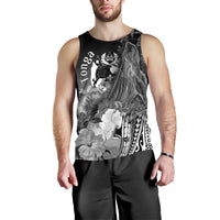 Tonga Men's Tank Top - Humpback Whale with Tropical Flowers (White) - Polynesian Pride