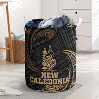 New Caledonia Polynesian Laundry Basket - Gold Tribal Wave One Style One Size Black - Polynesian Pride