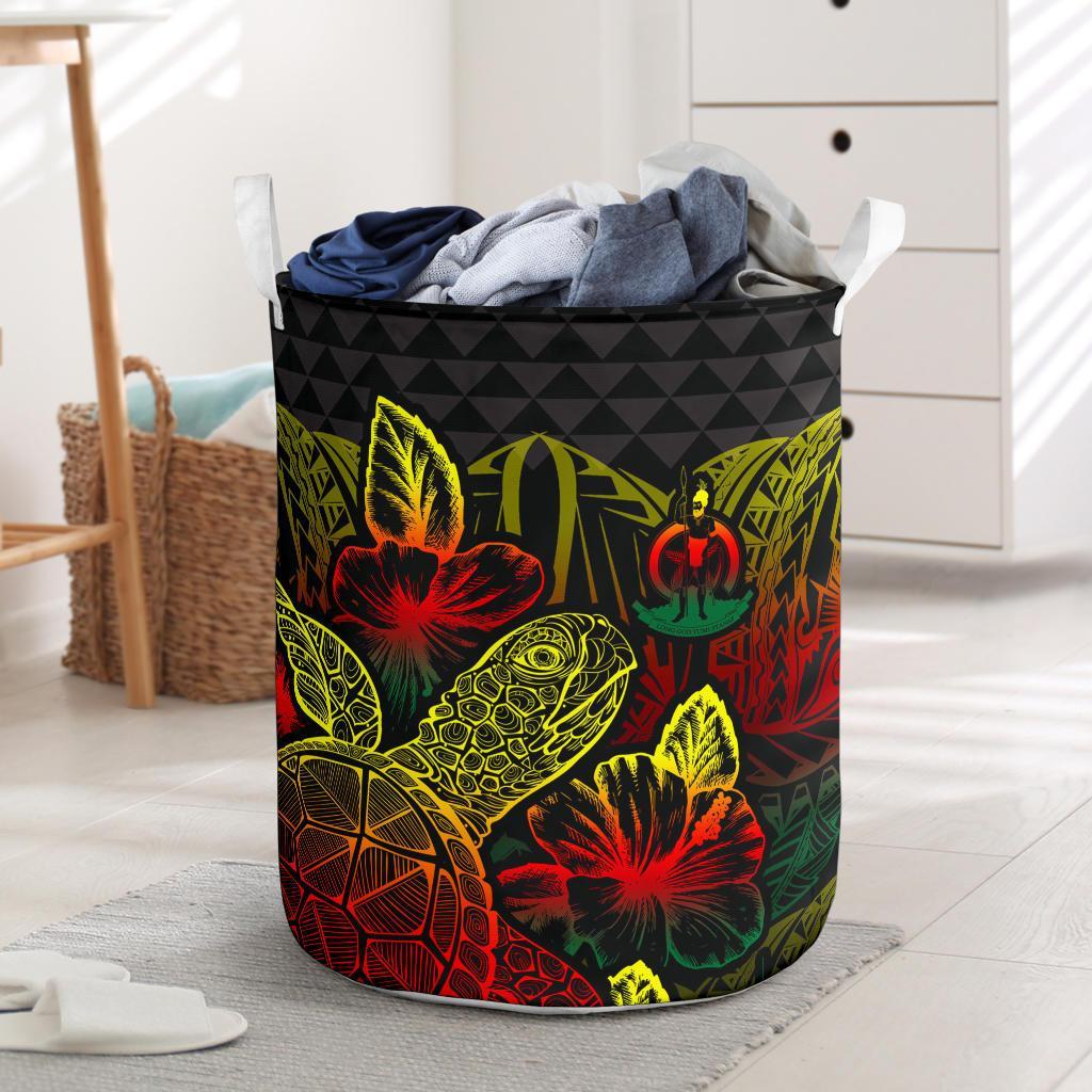 Vanuatu Laundry Basket - Polynesian Turtle Hibiscus Reggae Laundry Basket One Size Reggae - Polynesian Pride