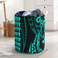 Hawaii Kakau Turquoise Polynesian Laundry Basket AH Laundry Basket - 1 One Size Turquoise - Polynesian Pride