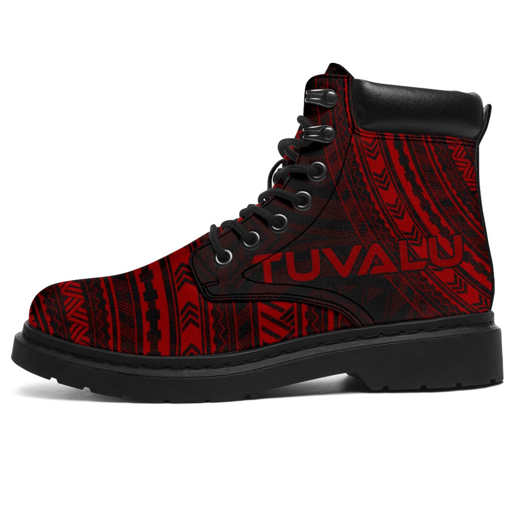 Tuvalu Leather Boots - Polynesian Red Chief Version Red - Polynesian Pride
