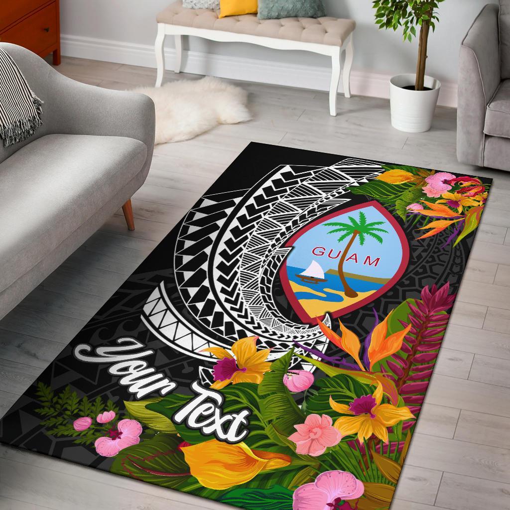 Guam Area Rug - Custom Personalised Seal Spiral Polynesian Patterns Black - Polynesian Pride