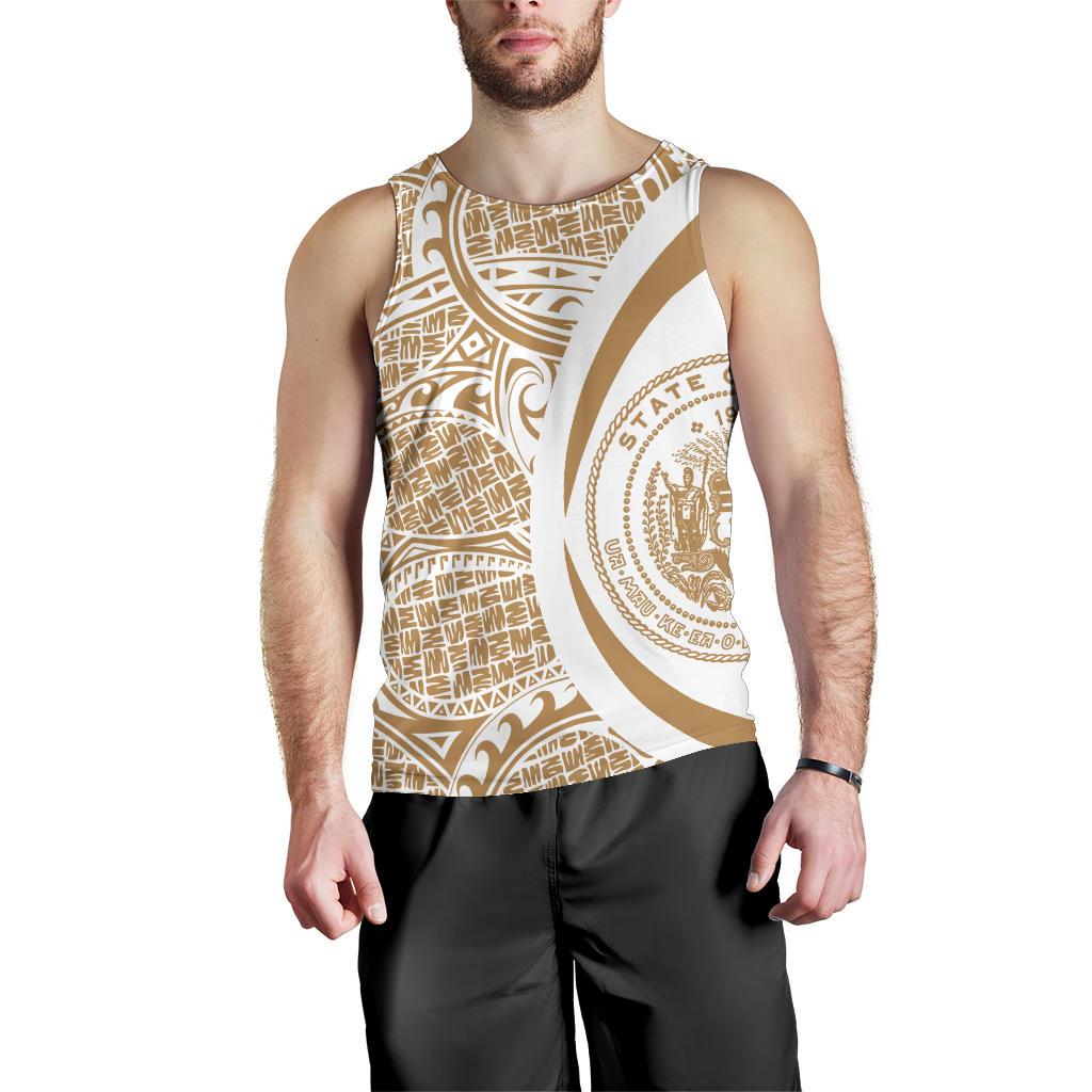 Hawaii White Gold Polynesian Men's Tank Top - Circle Style - Polynesian Pride