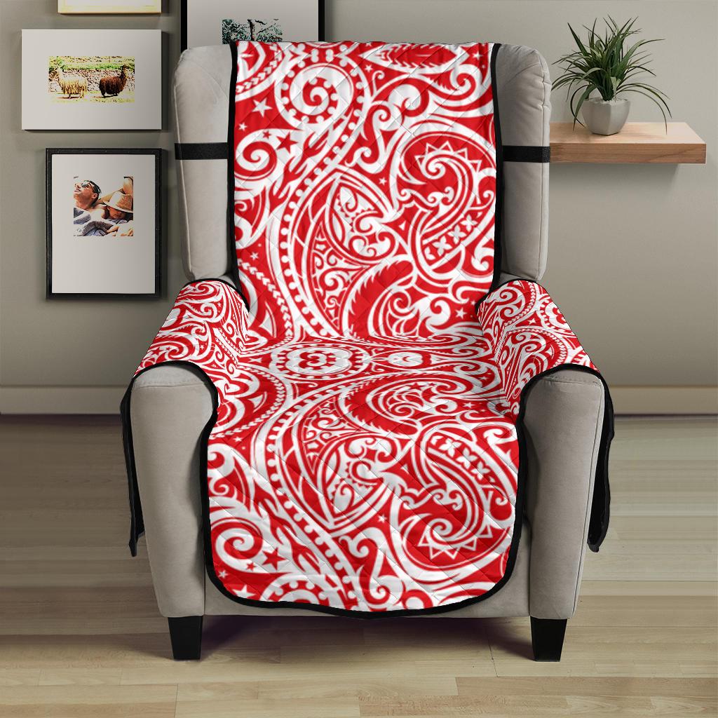 Tonga Chair Sofa Protector - Red Color Patterns Poly 23" Chair Black - Polynesian Pride