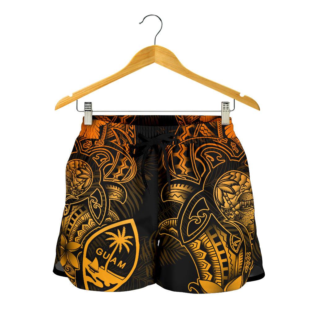 Guam Polynesian Women Shorts - Gold Turtle Homeland - Polynesian Pride