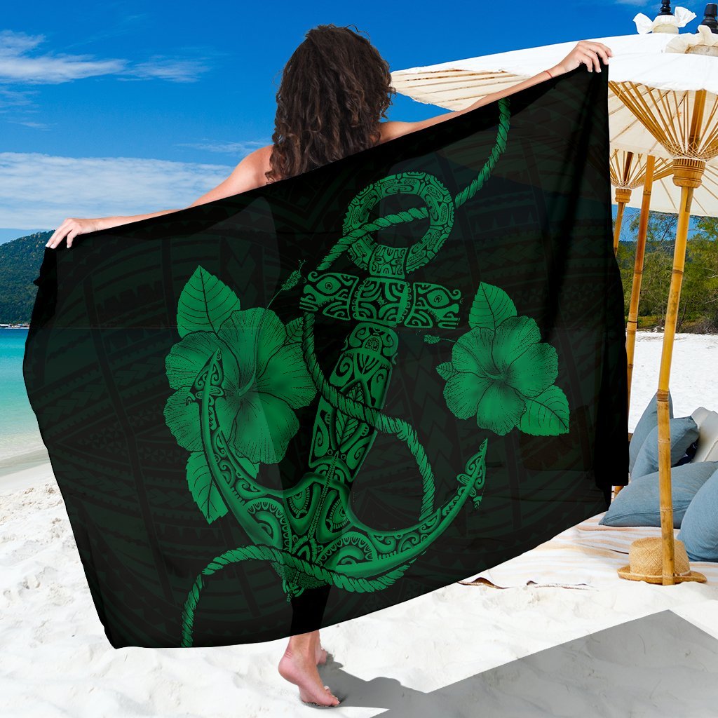 Anchor Green Poly Tribal Sarong Sarong - 1 44*66 Inch Green - Polynesian Pride