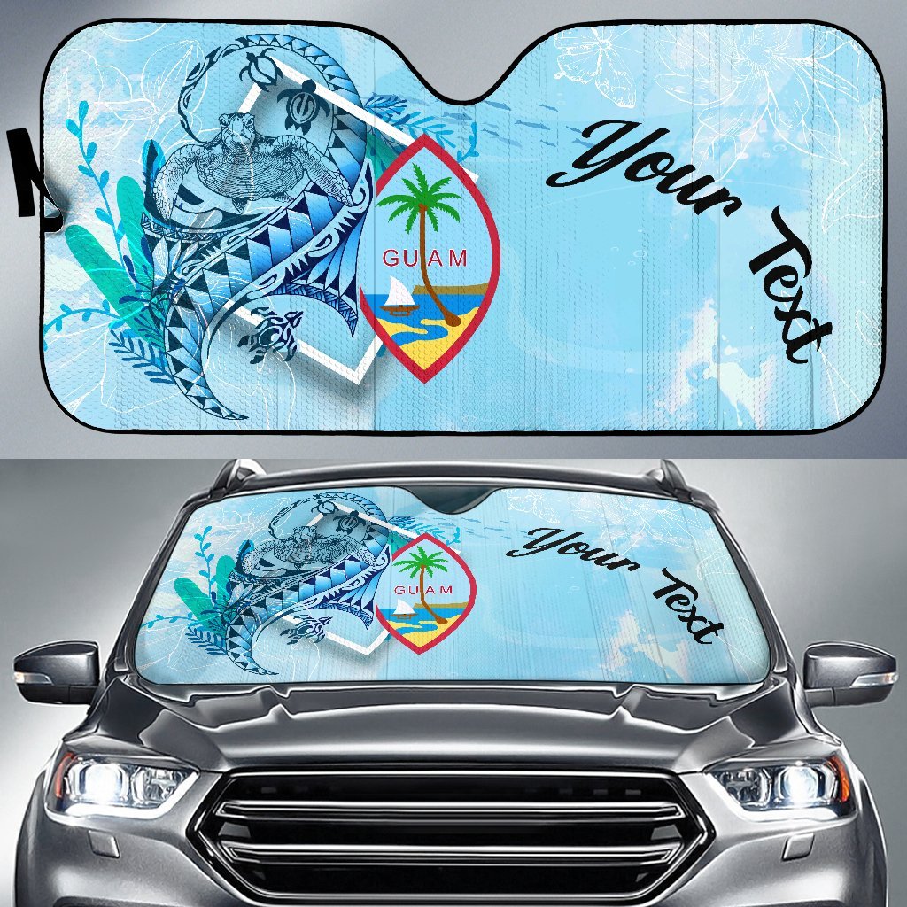 Guam Auto Sun Shades - Custom Personalised Polynesian Turtle Under The Sea Auto Sun Shade - Guam Universal Fit Blue - Polynesian Pride