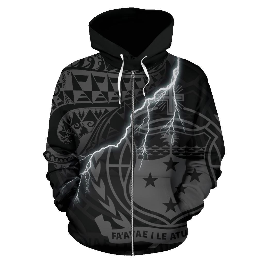 Samoa Polynesian Zip up Hoodie Lighting Thunder - Polynesian Pride